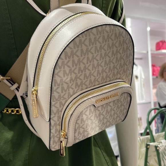 Michael Kors Ladies Backpack Bag Jaycee XS Conv Zip Backpack Light Cream Multi - Picture 13 of 16